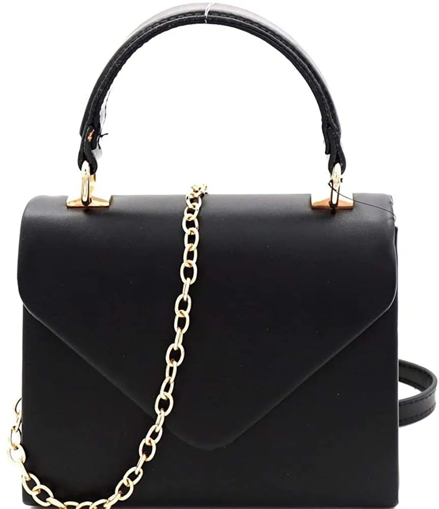Mini Retro Black Box Flap leather Satchel Crossbody Handbag