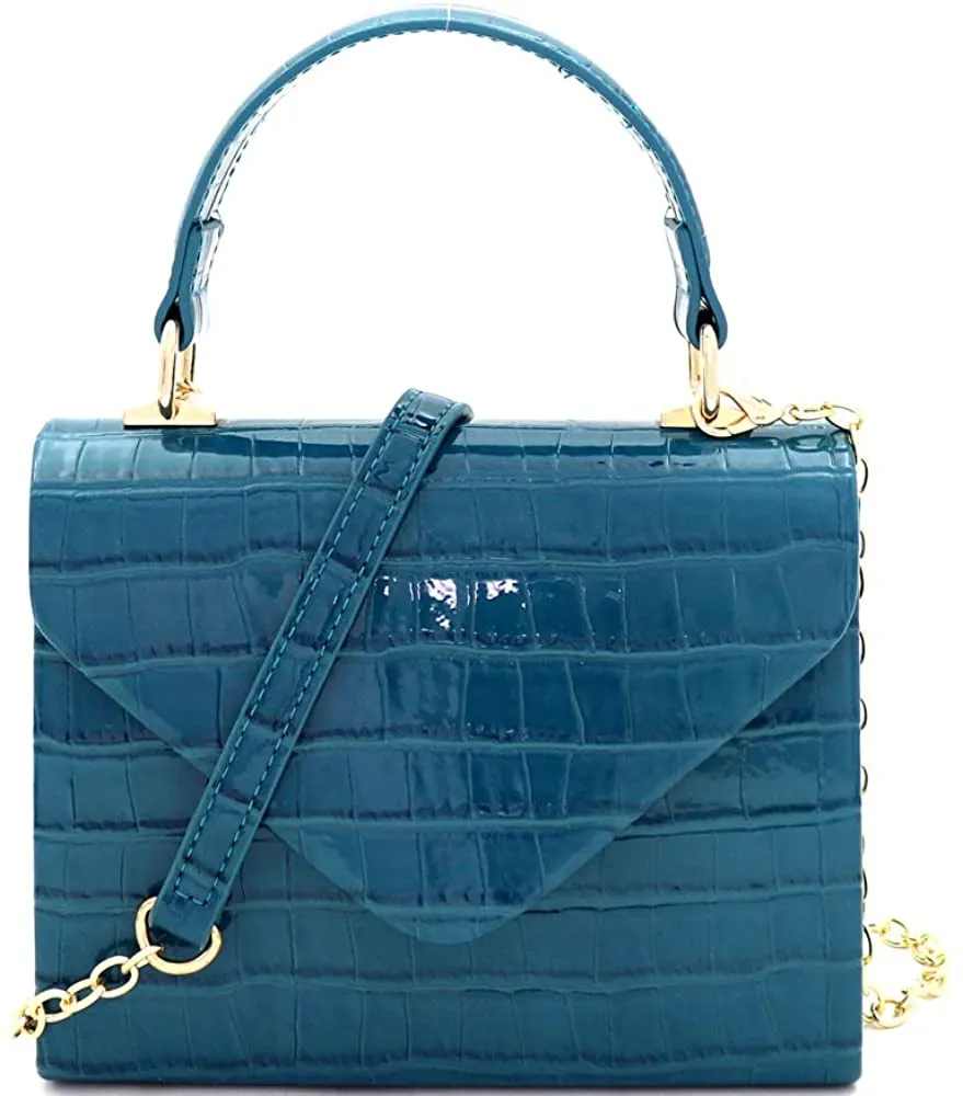Mini Retro Black Box Flap leather Satchel Crossbody Handbag