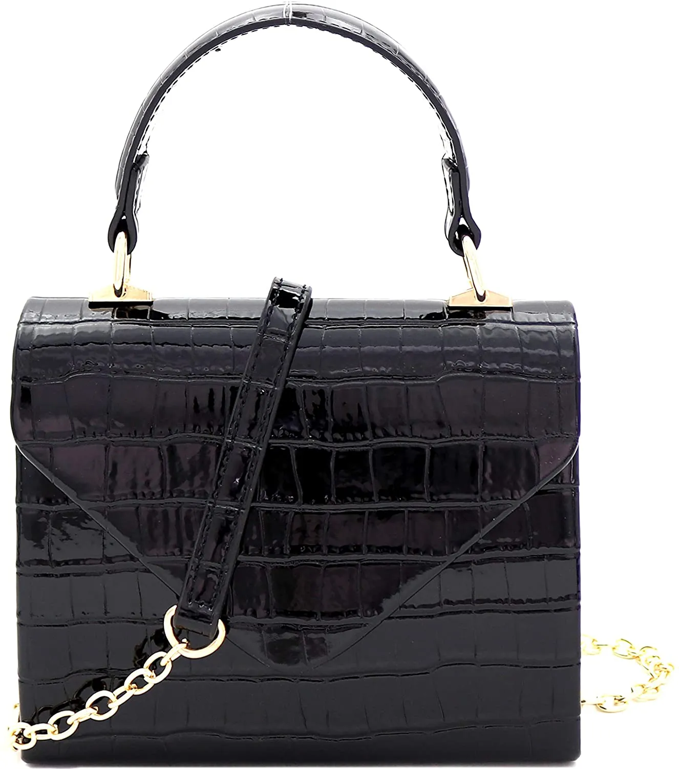 Mini Retro Black Box Flap leather Satchel Crossbody Handbag