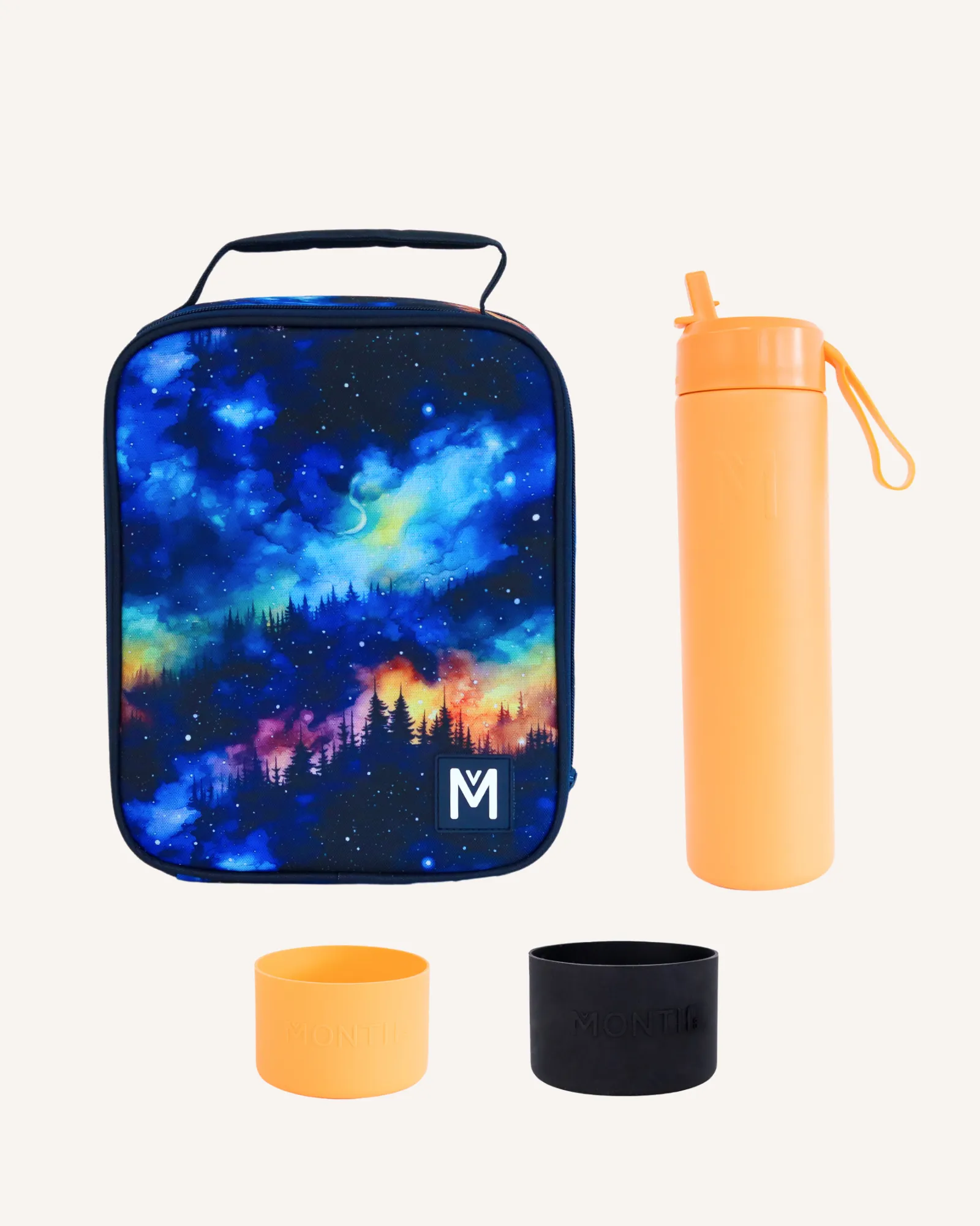 MontiiCo Large Lunch Bag and Bottle Set - Galaxy