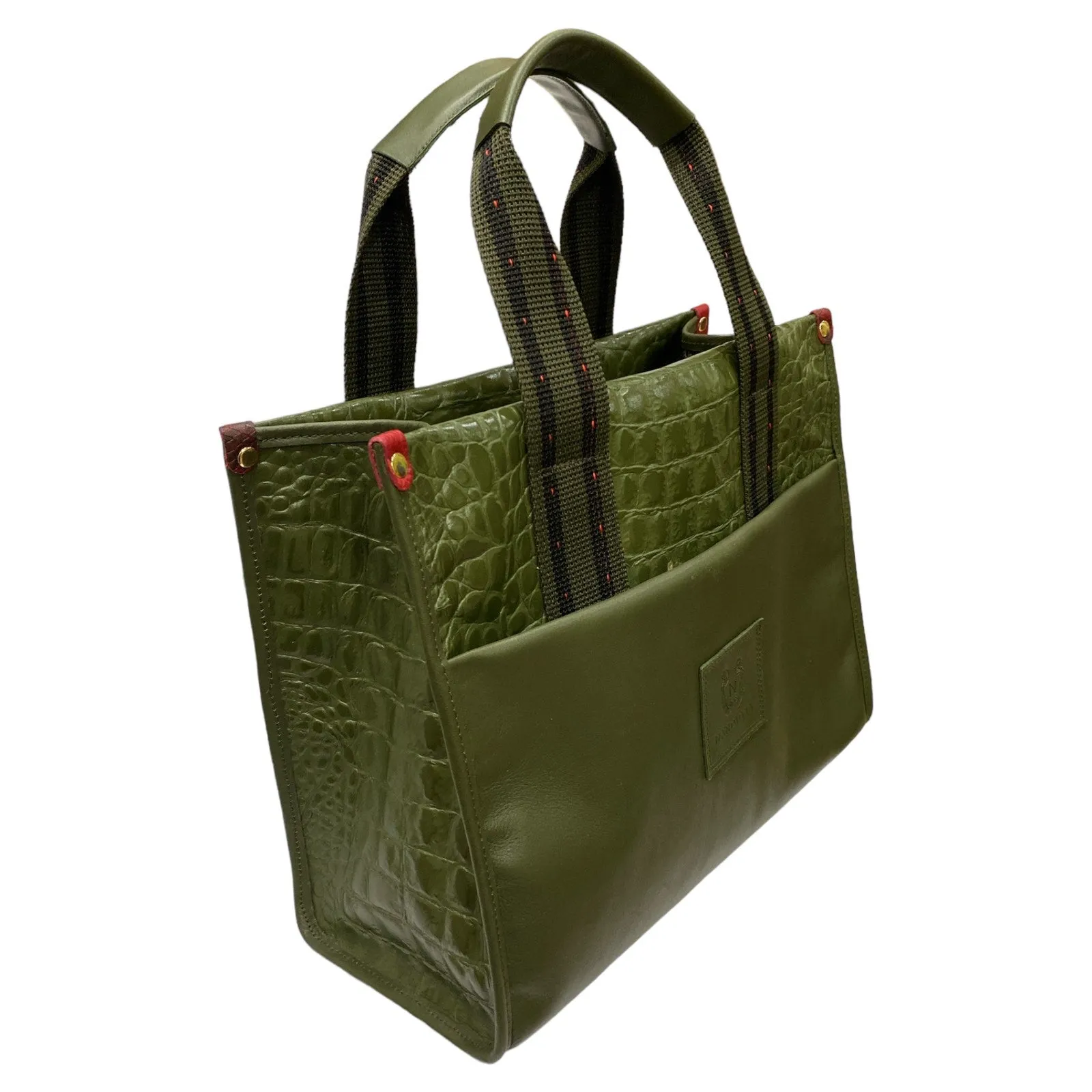 NANOUYIA L. OLIVE GREEN 3D LEATHER MULTISPACE MESSENGER