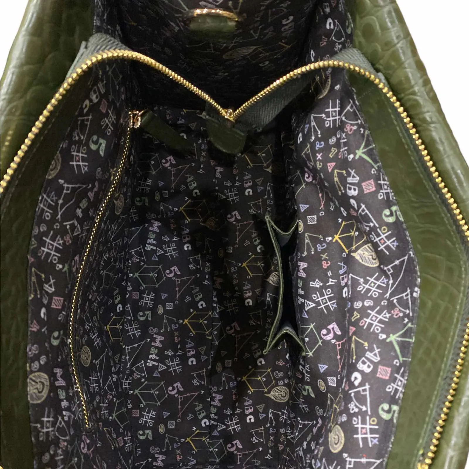 NANOUYIA L. OLIVE GREEN 3D LEATHER MULTISPACE MESSENGER