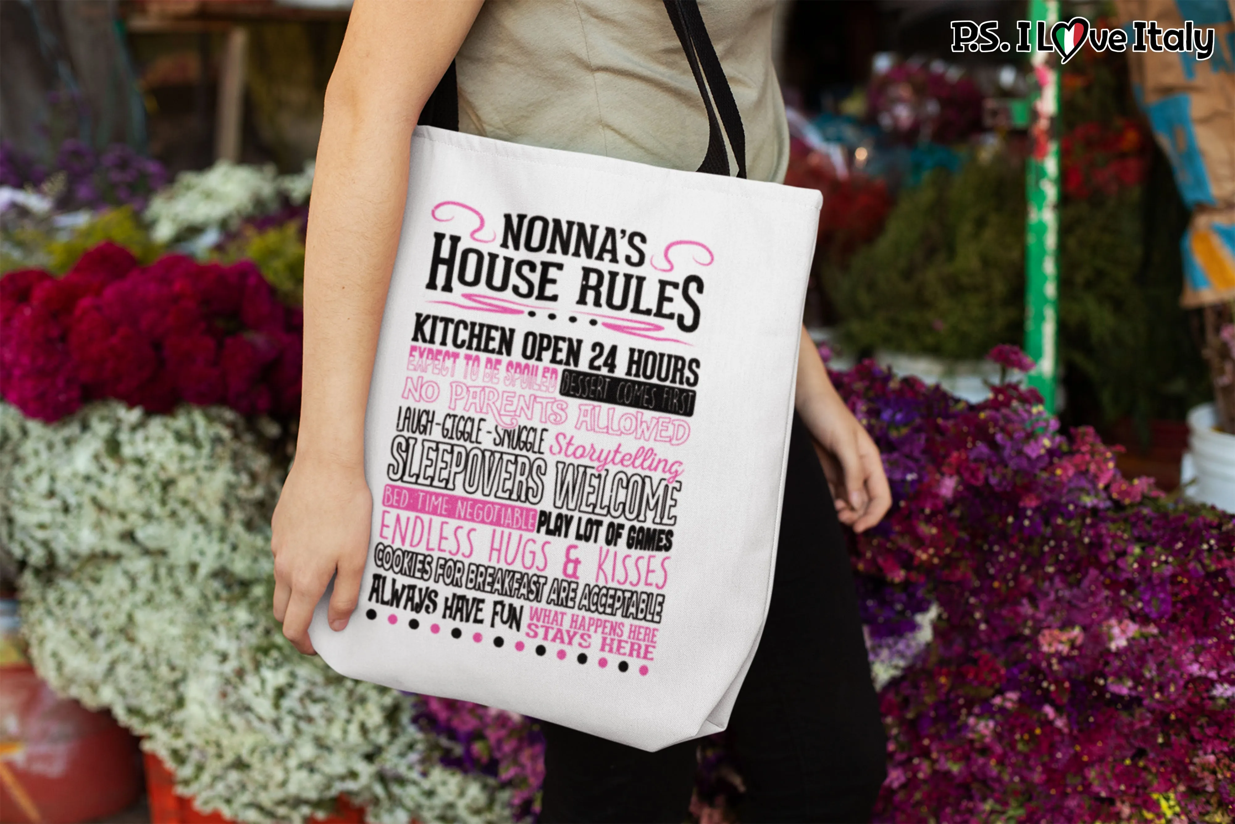 Nonna's House Rules Tote Bag - White