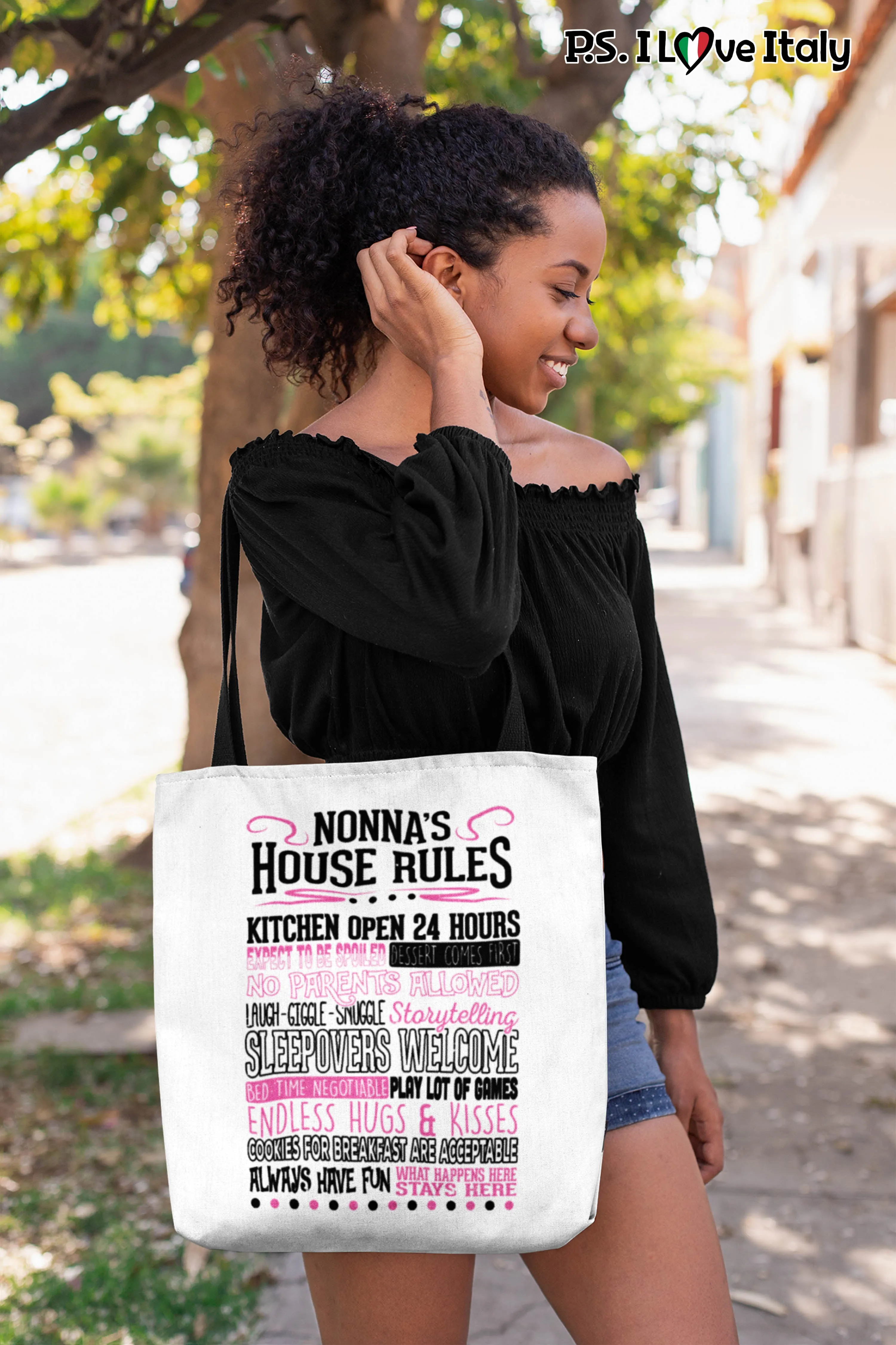 Nonna's House Rules Tote Bag - White