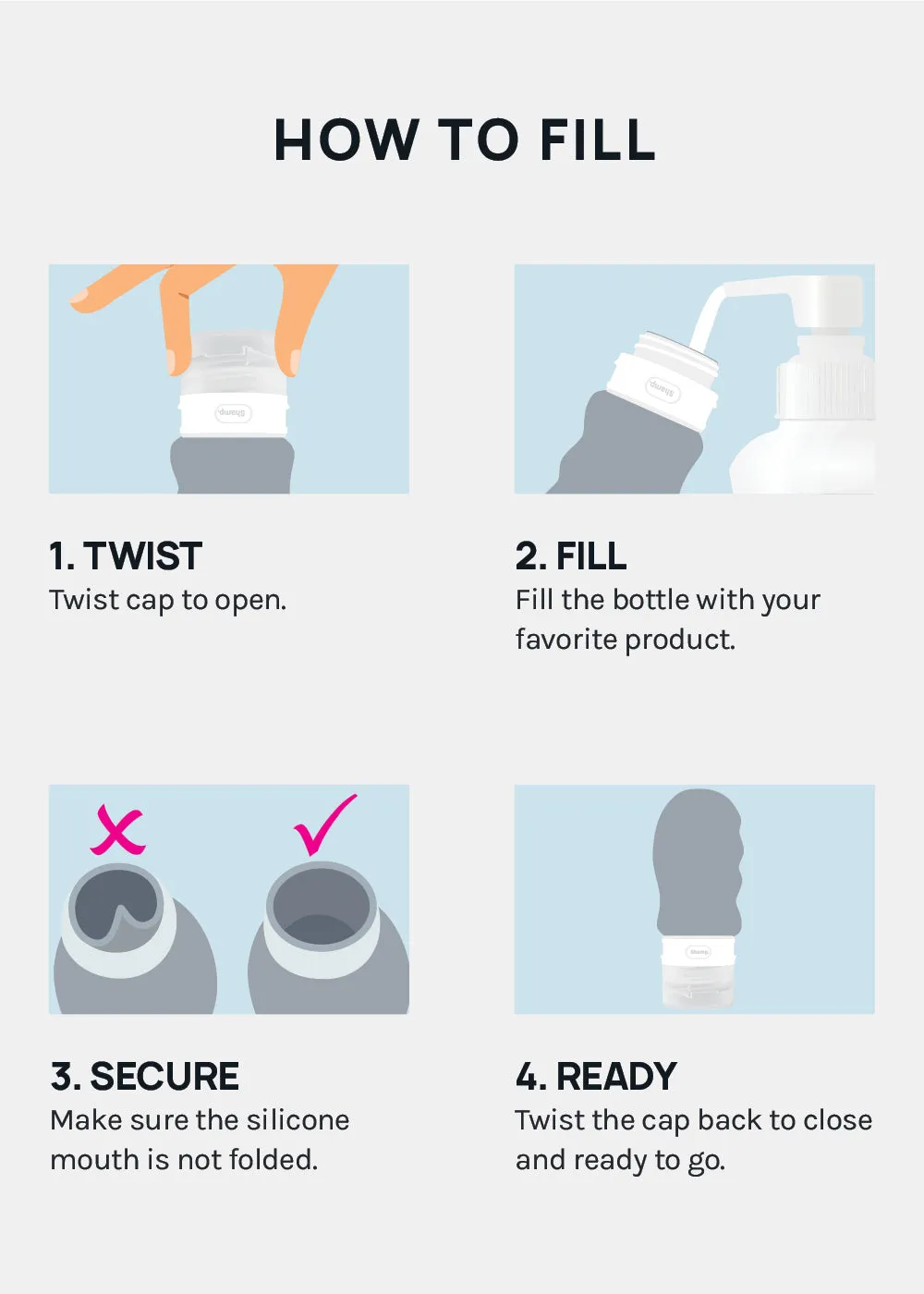 Official Key Items Reuse Silicone Travel Bottle