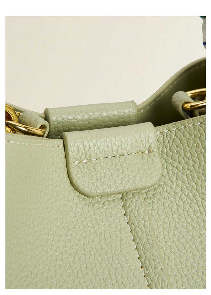 Pebbled Leather Small Bucket Bag