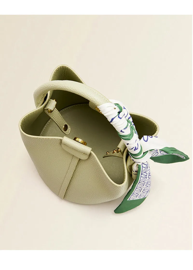Pebbled Leather Small Bucket Bag