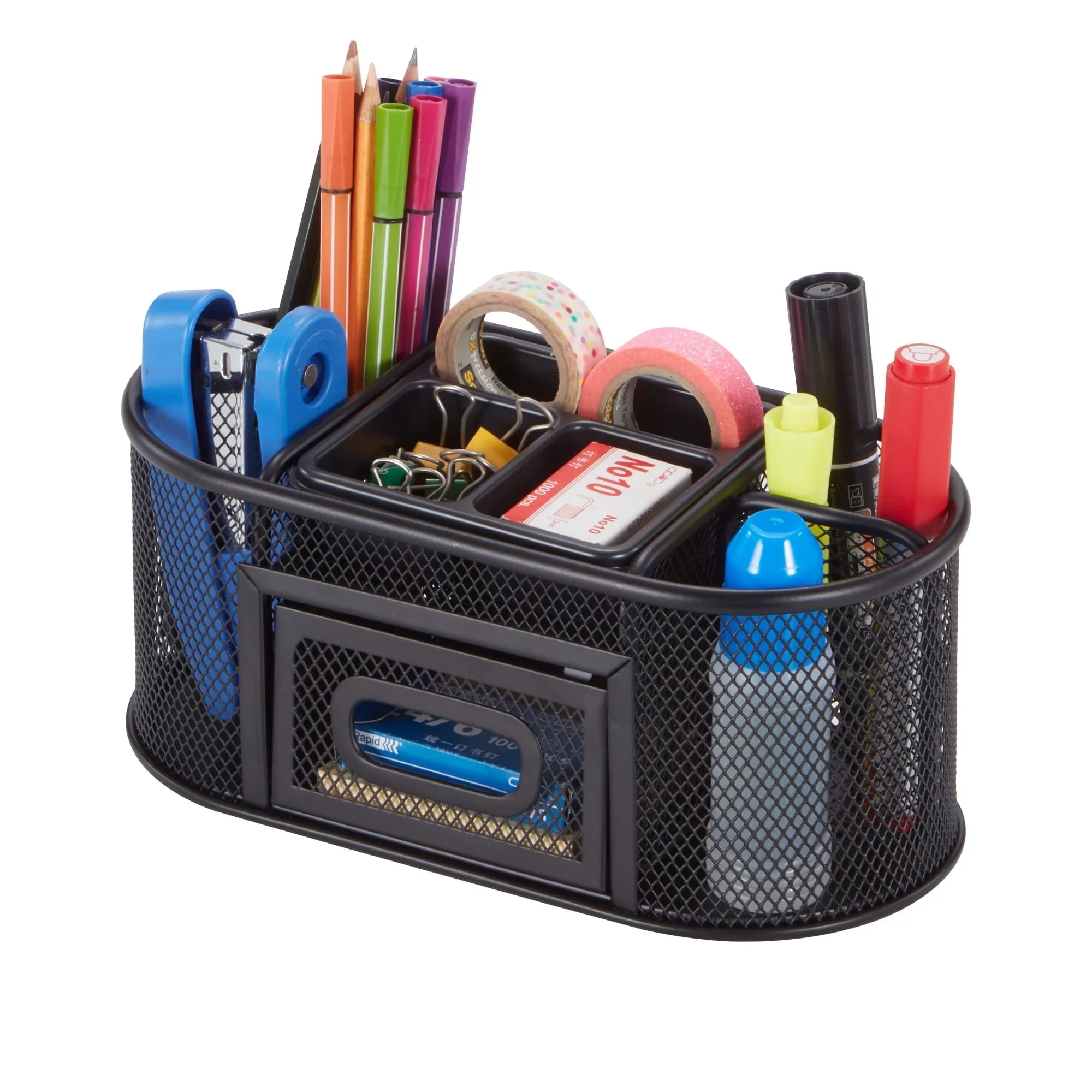 Pen Gear Metal Mesh Desktop Organizer, 8 Compartments, Black