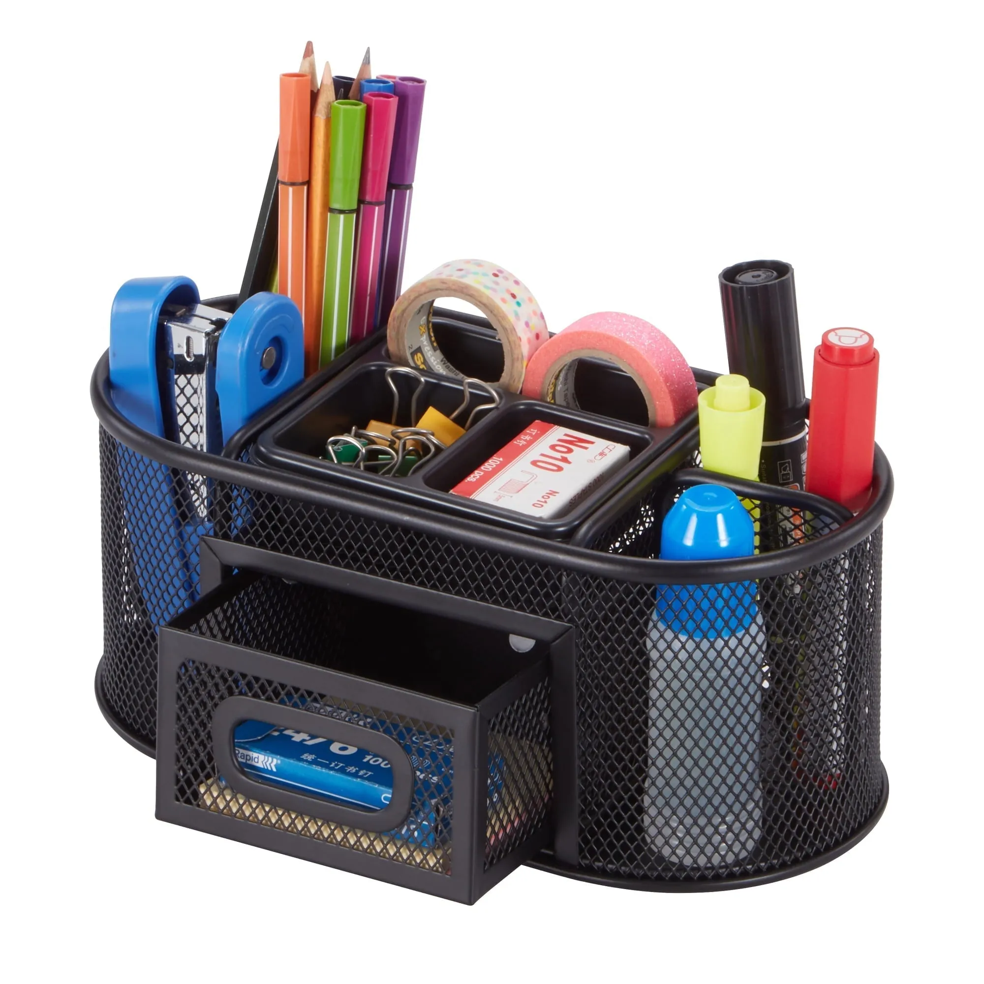 Pen Gear Metal Mesh Desktop Organizer, 8 Compartments, Black
