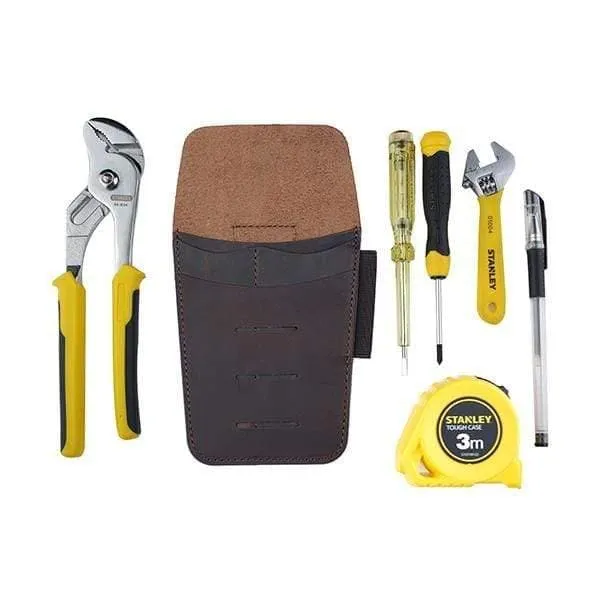 PJ14 Leather Tool Pouch on belt, 4 Pockets Multitool Holster