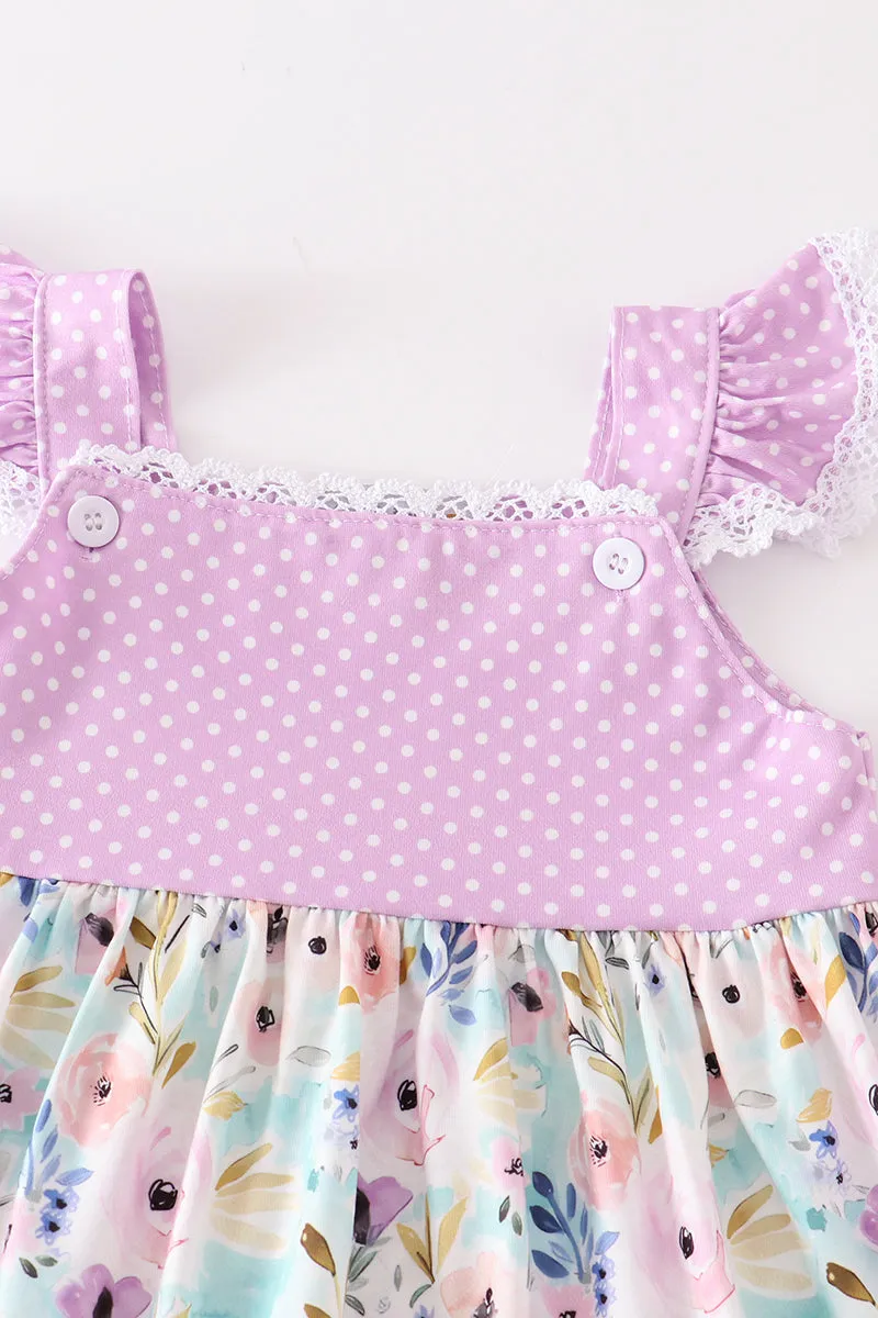 Purple floral ruffle set