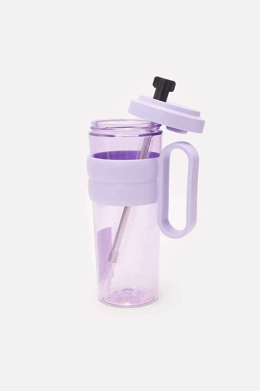 Purple Water Bottle With Straw