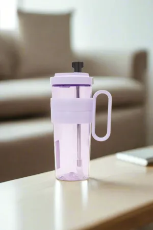 Purple Water Bottle With Straw