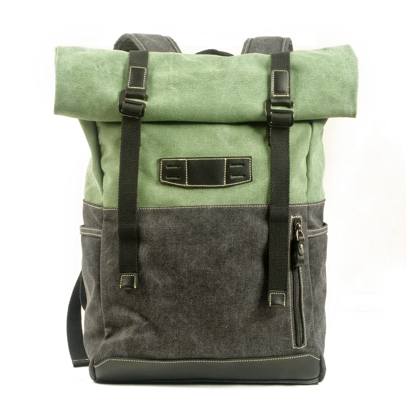 REALAIOT 2025 retro canvas bag fashionable contrasting color backpack student schoolbag waterproof and anti-theft computer bag hiking backpack