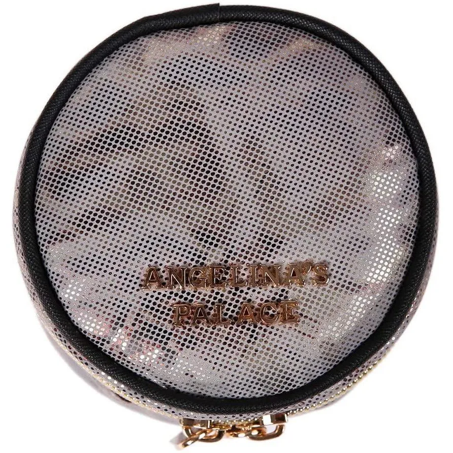 Round Jewelry Case Metallic Silver