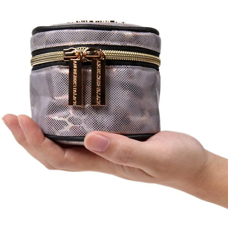 Round Jewelry Case Metallic Silver