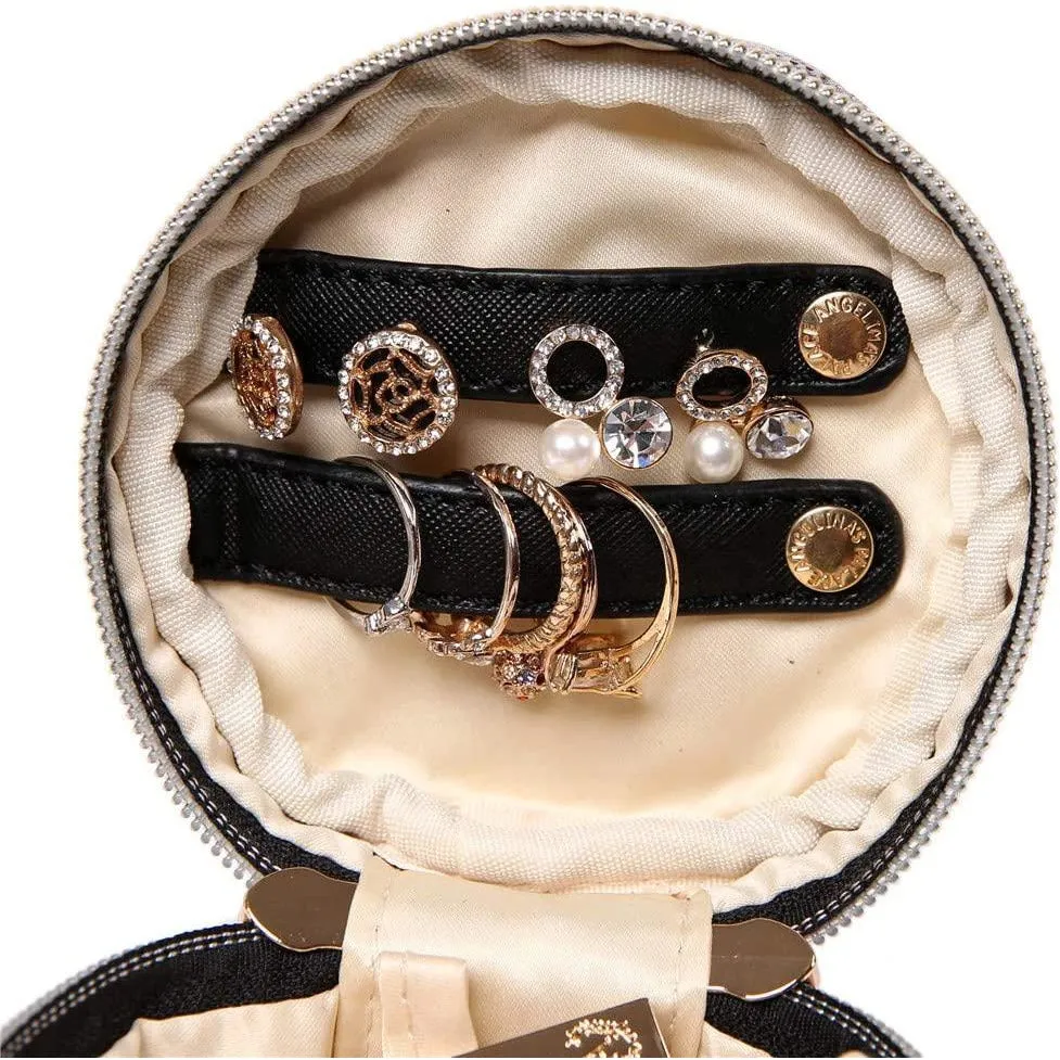 Round Jewelry Case Metallic Silver