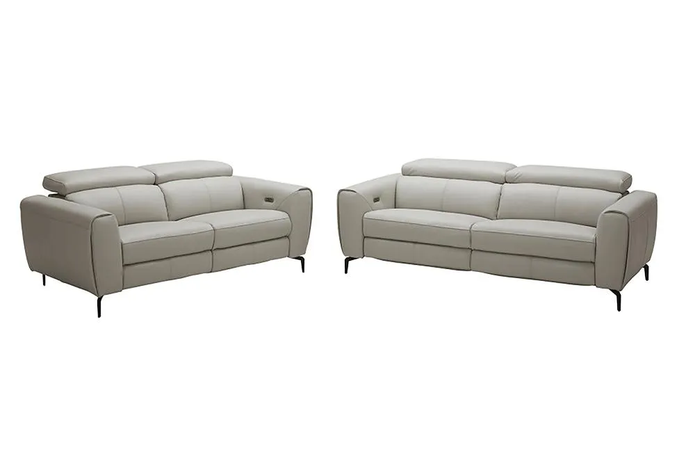 Scuzzo Light Gray Reclining Leather Loveseat