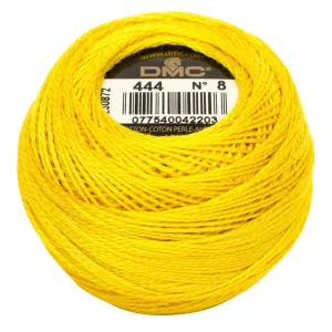 Size 8 Pearl Cotton Ball in Color 444 ~ Dark Lemon