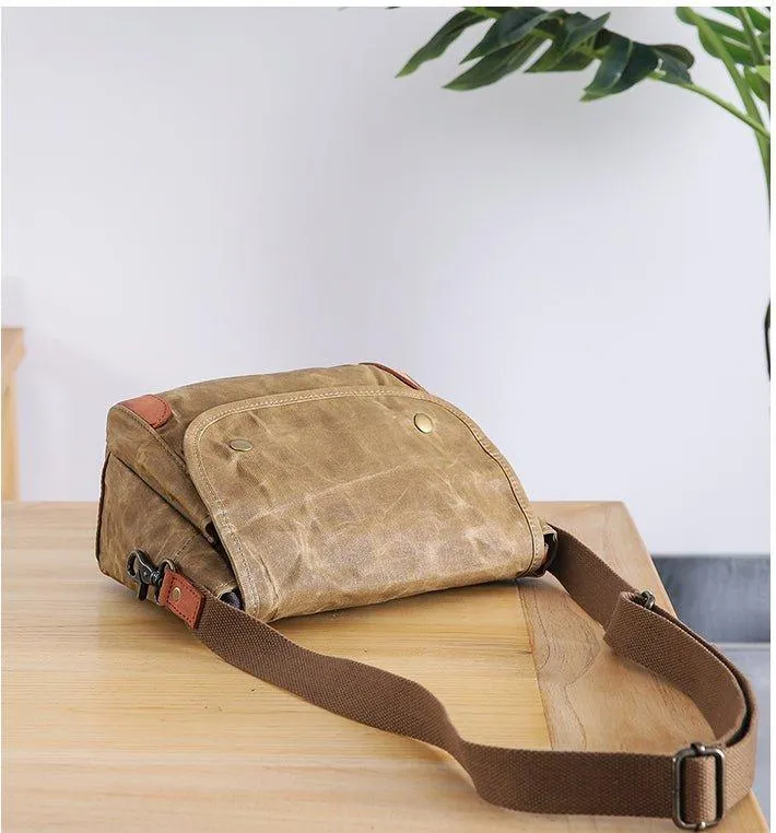 Small Messenger Bag Waxed Canvas Mens
