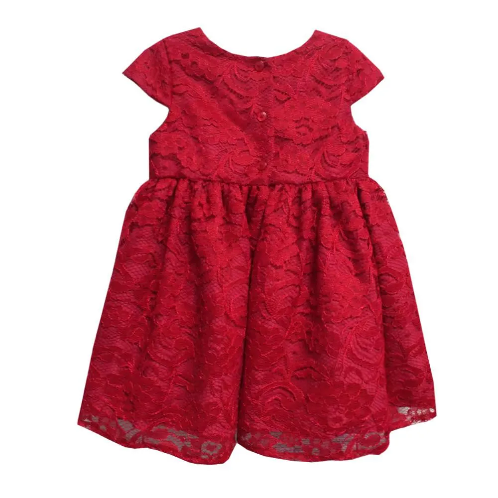 Soledad Red Corded Lace Dress