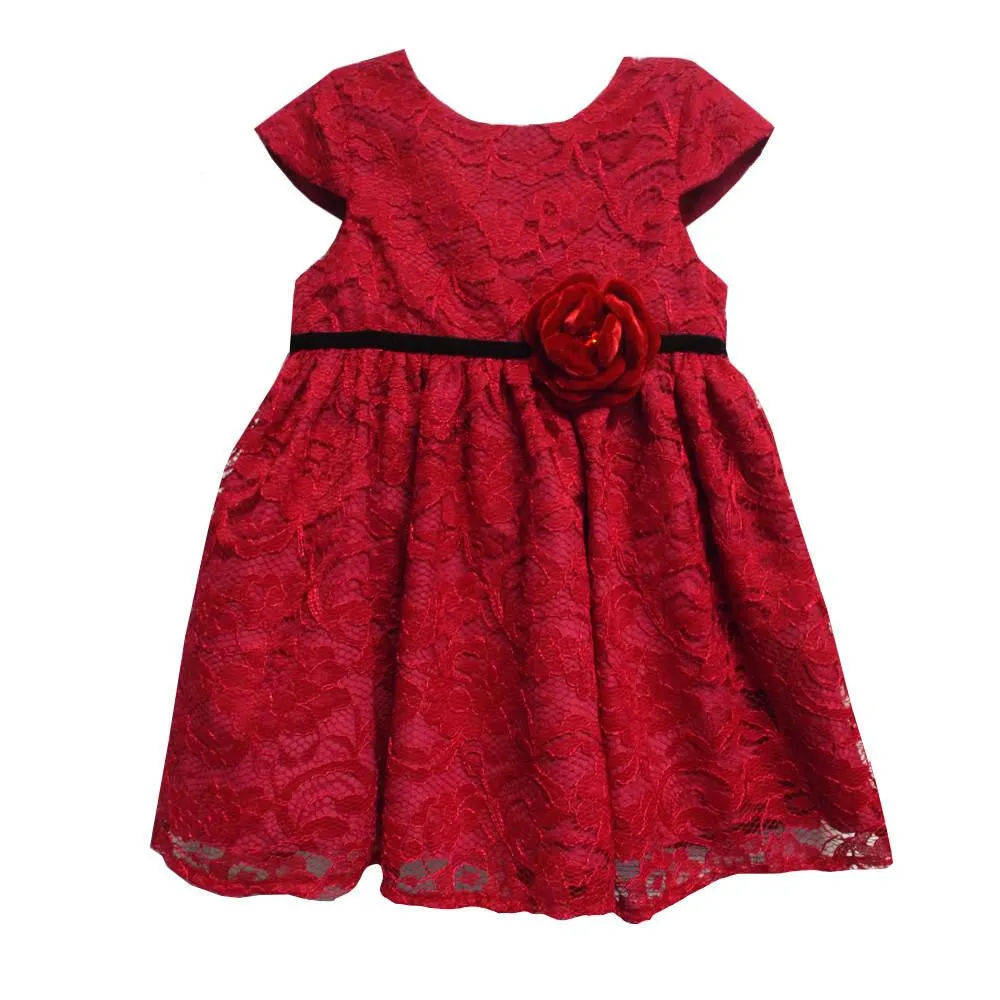 Soledad Red Corded Lace Dress