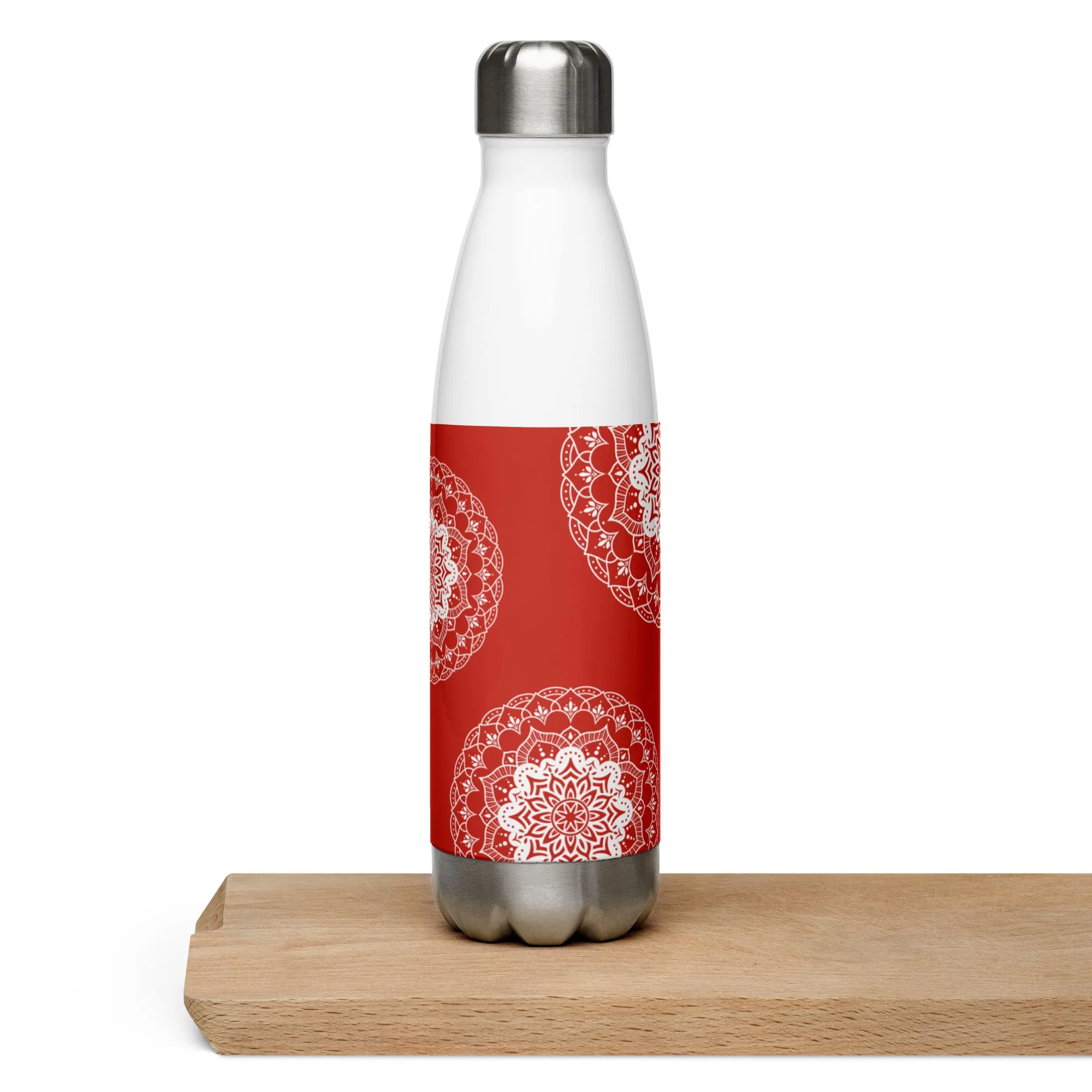 Stainless Steel Water Bottle - Mandala in Orange