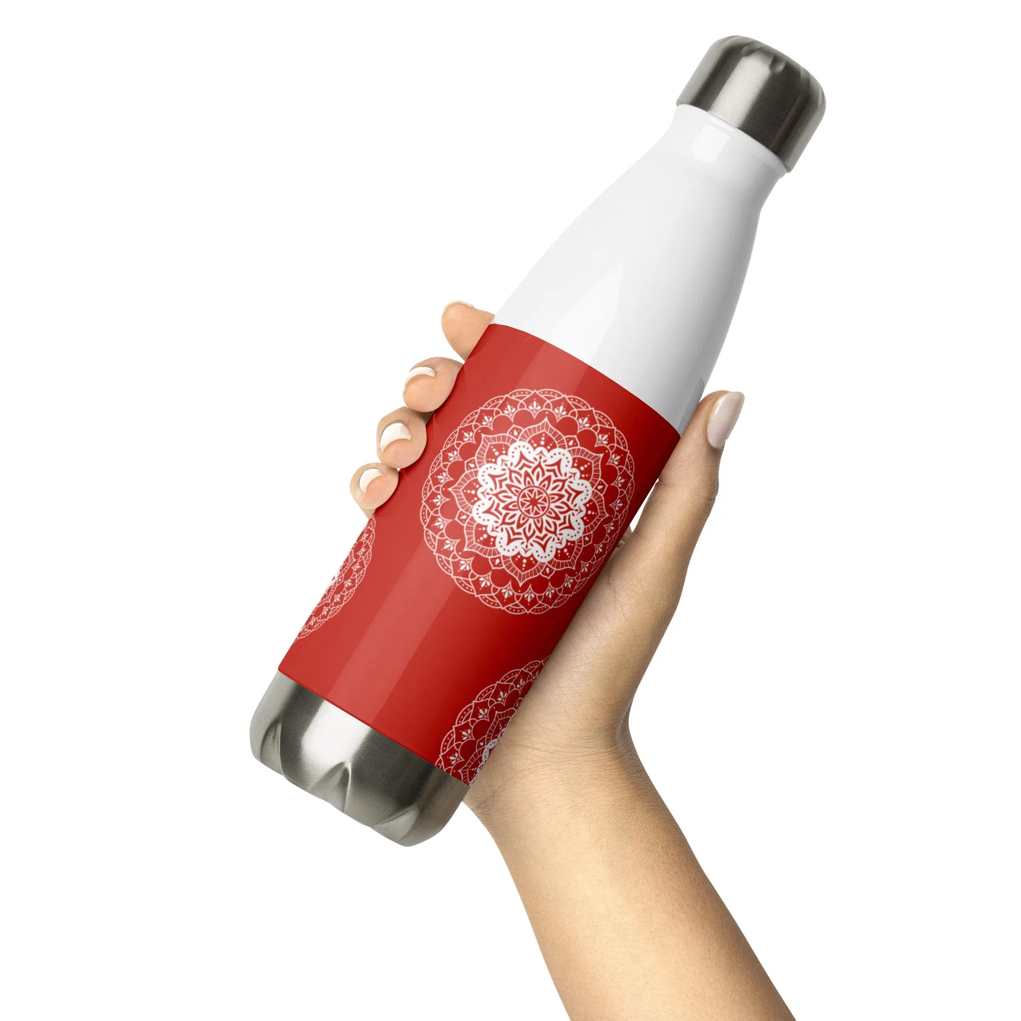 Stainless Steel Water Bottle - Mandala in Orange