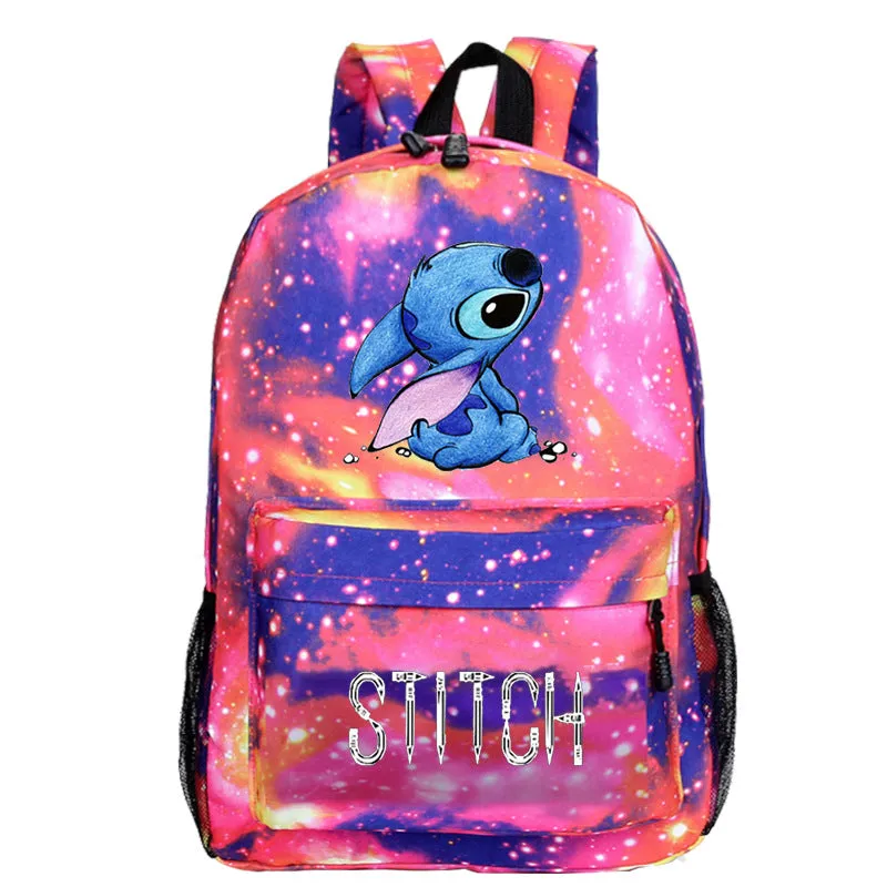 Stitch Cartoon Printed Children's Backpack Pattern Heat Transfer Patch Student Personalized Schoolbag  Outdoor Travel Bag