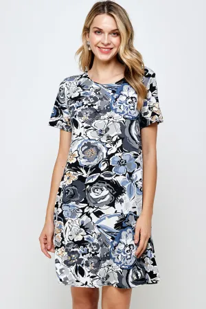 Stretchy Missy Dress Short Sleeve Print, 7004BN-SRP1-W293