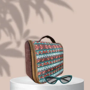 Toiletry Organizer - Teal Maroon Aztec
