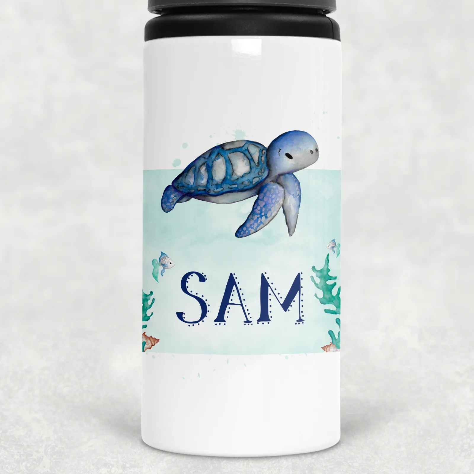 Turtle Personalised Aluminium Straw Water Bottle 650ml