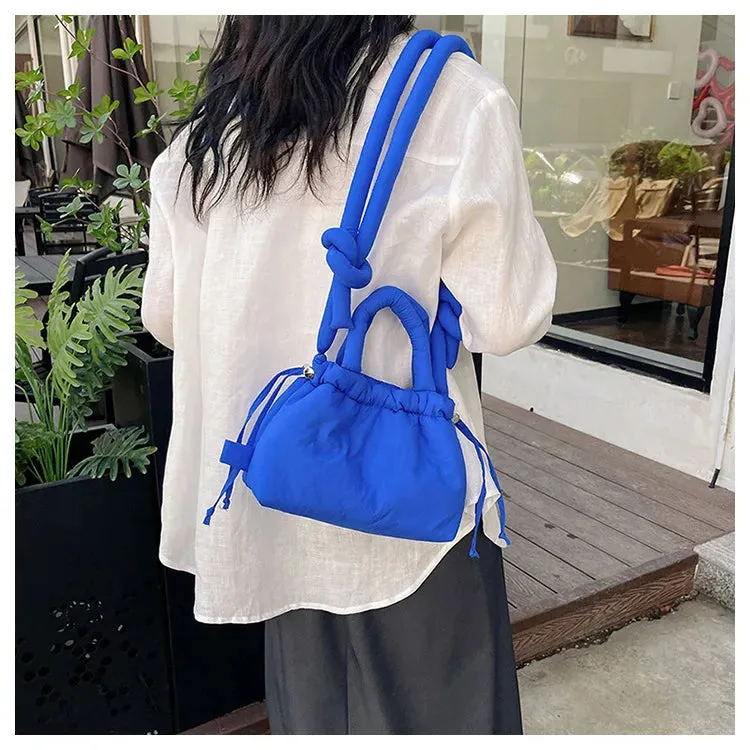 UAKISS  -  Nylon Women Fashion Shoulder Bag Feather Cotton Tote Bag Large Capacity Cosmetic Bags Lightweight Shoulder Crossbody Bucket Bag