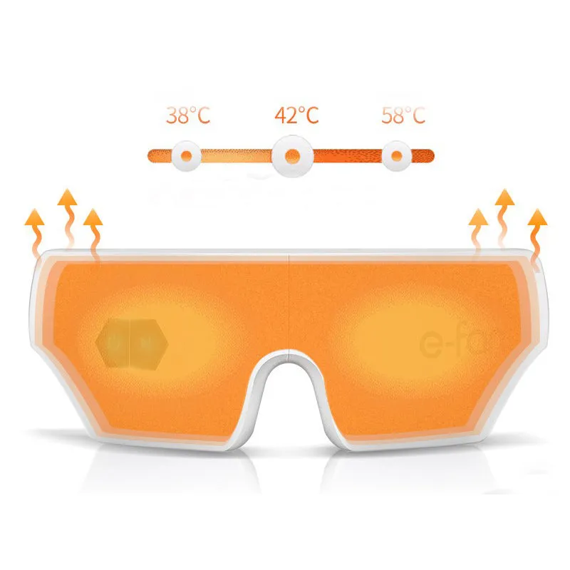 USB Heated Eye Mask- Rechargeable Eye Massager Wireless Bluetooth Music - Hot Compress Eye Mask 180° Foldable Adjustable Strap 3 Modes Eye Care Stress Relief Anti Eye Aging