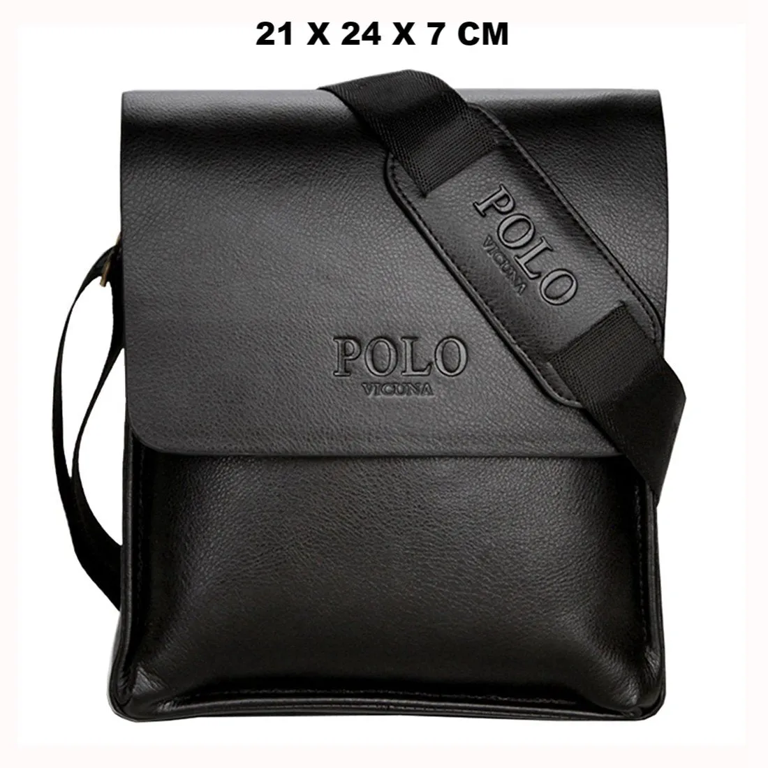 Vicuna Polo Vintage Leder Kuriertasche - Schwarz