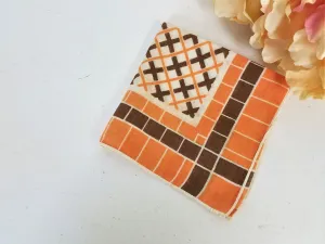 Vintage Orange And Brown Cotton Hanky