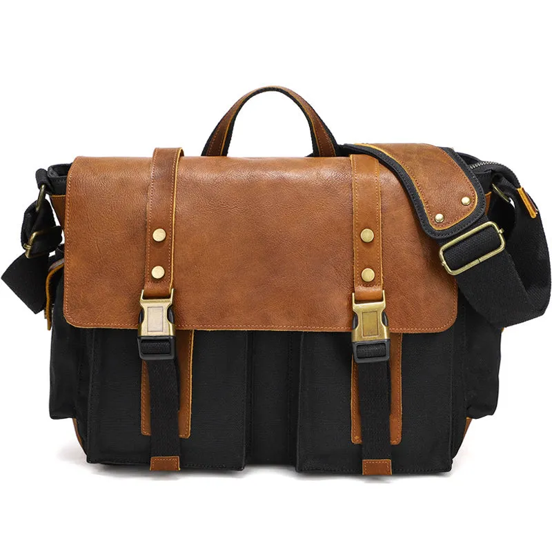 Waxed Canvas Messenger Bag Vintage Satchel Travel Bookbag