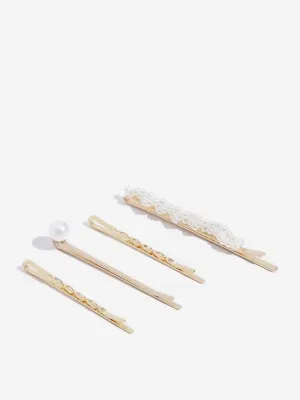 Westside Accessories Gold Faux Pearls Bobby Pins Set - Pack Of 4