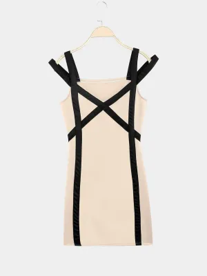 Wholesale Apricot V-Neck Sleeveless Mini Dresses