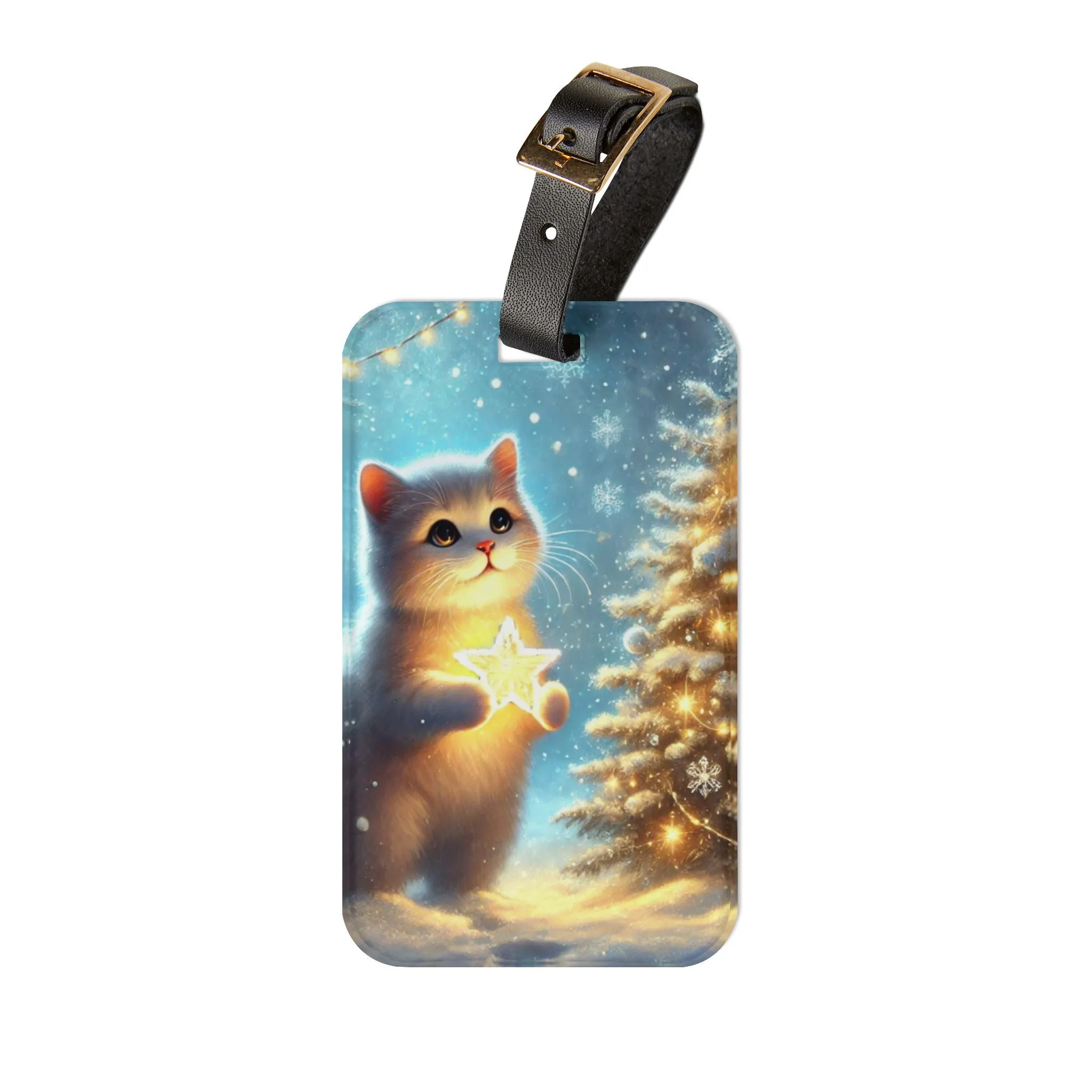 Winter Magic - Cat Lover - Luggage Tag - Travel Gift