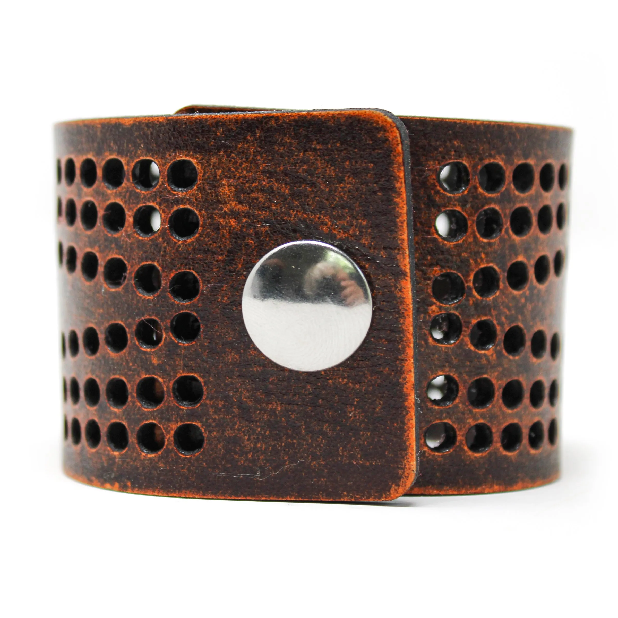 Women's Leather Cuff - Arched Rings