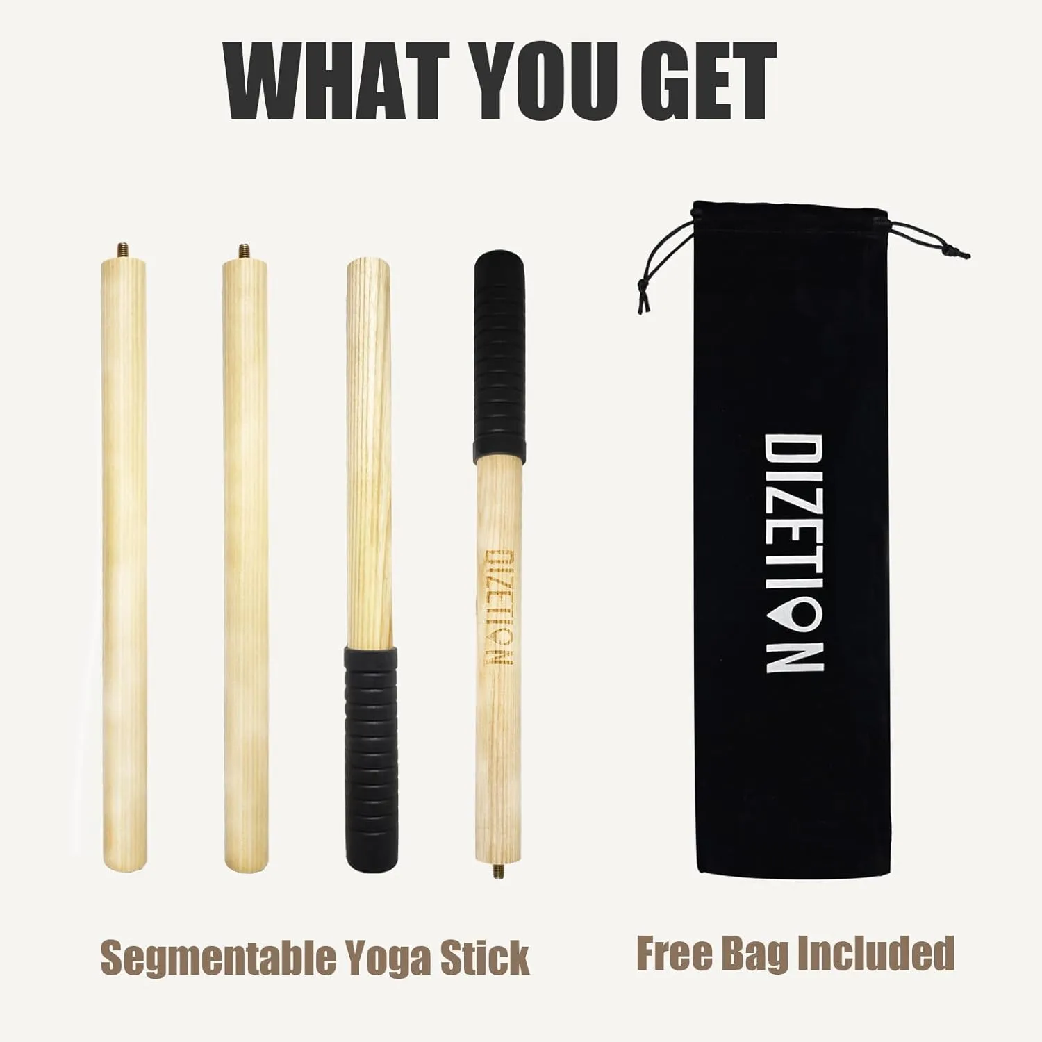 Yoga Stick W/ Non-Slip Rubber Ends for Flexibility, Posture Correction, Balance