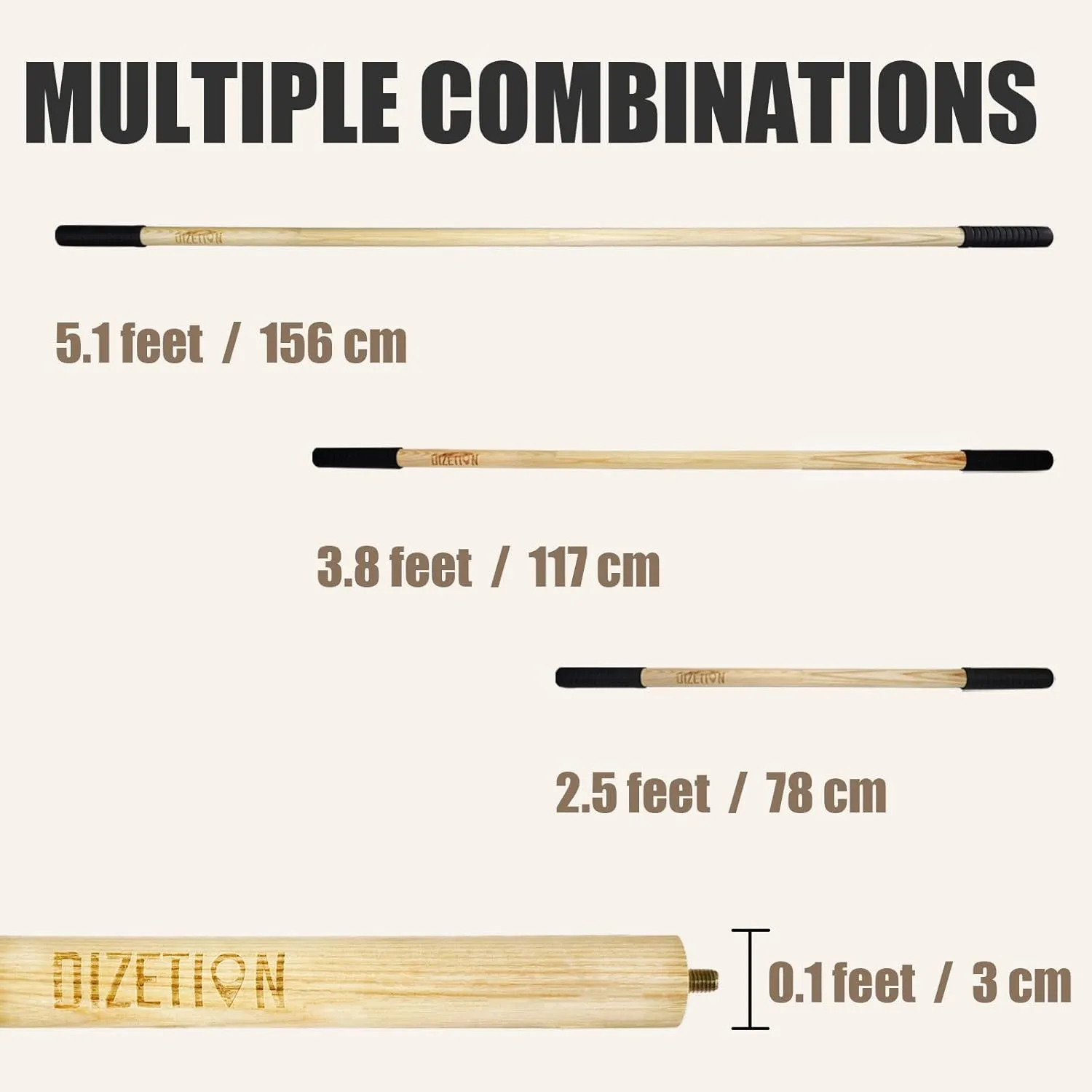 Yoga Stick W/ Non-Slip Rubber Ends for Flexibility, Posture Correction, Balance